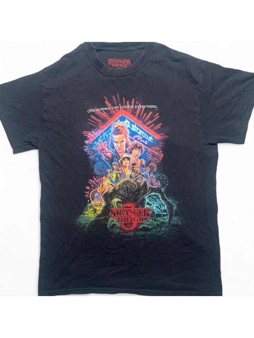 Netflix Stranger Things Season 3 Demogorgon Graphic T-Shirt Black Men's Medium